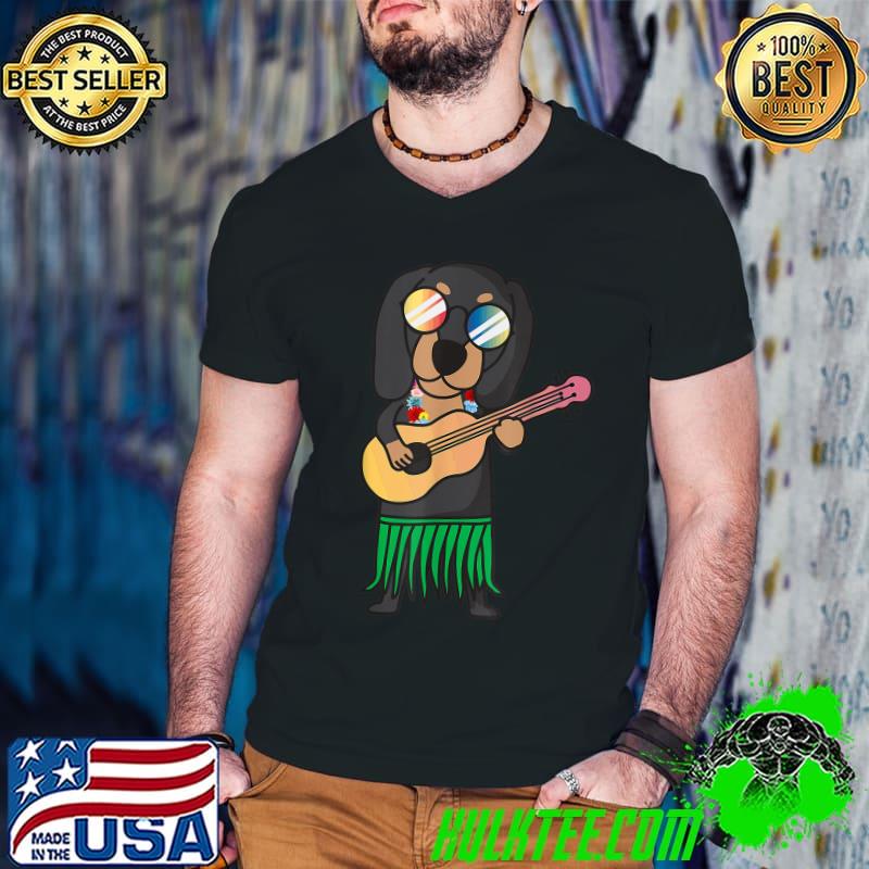 Dachshund Hawaiian Playing Uke Summer Hawaii Dogs T-Shirt
