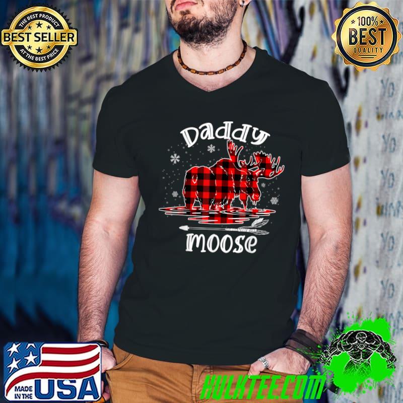 Daddy Moose Red Plaid Christmas T-Shirt