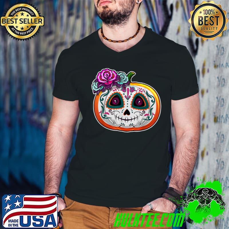 Day of the Dead Pumpkin Dia De Los Muertos Skull T-Shirt