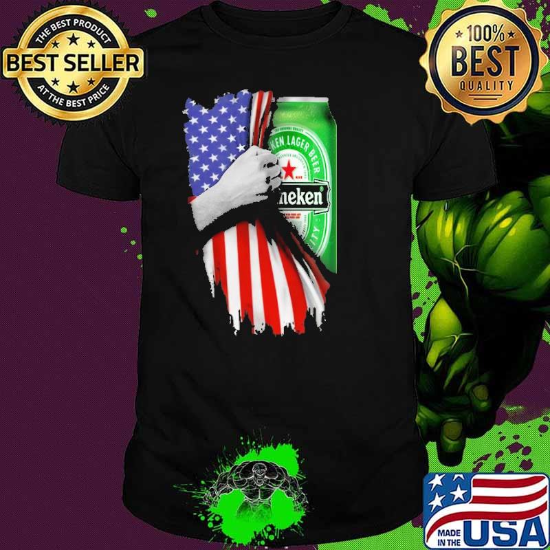 Drinking American Flag Henieken Beer Shirt