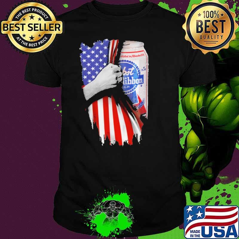 Drinking American Flag Pabst Blue Ribbon Shirt
