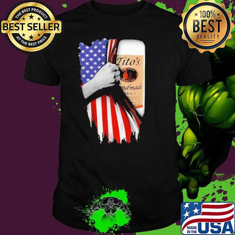 Drinking American Flag Vodka Tito's Handmade Shirt