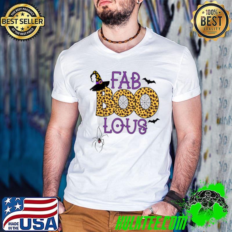 FaBooLous Leopard Print With Spider Bat Halloween T-Shirt