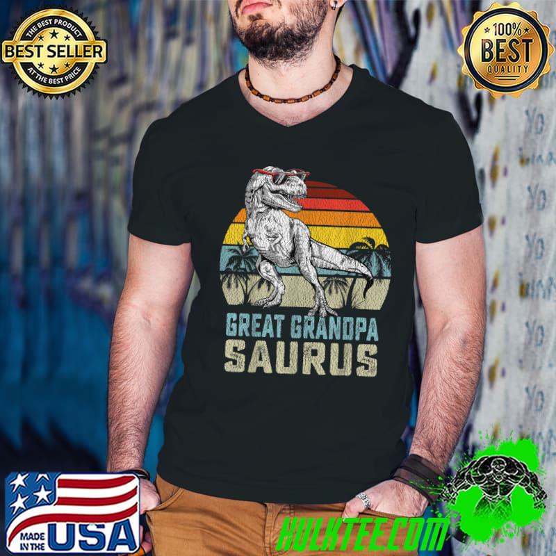 Great grandpasaurus T Rex Dinosaur Vintage Sunset T-Shirt