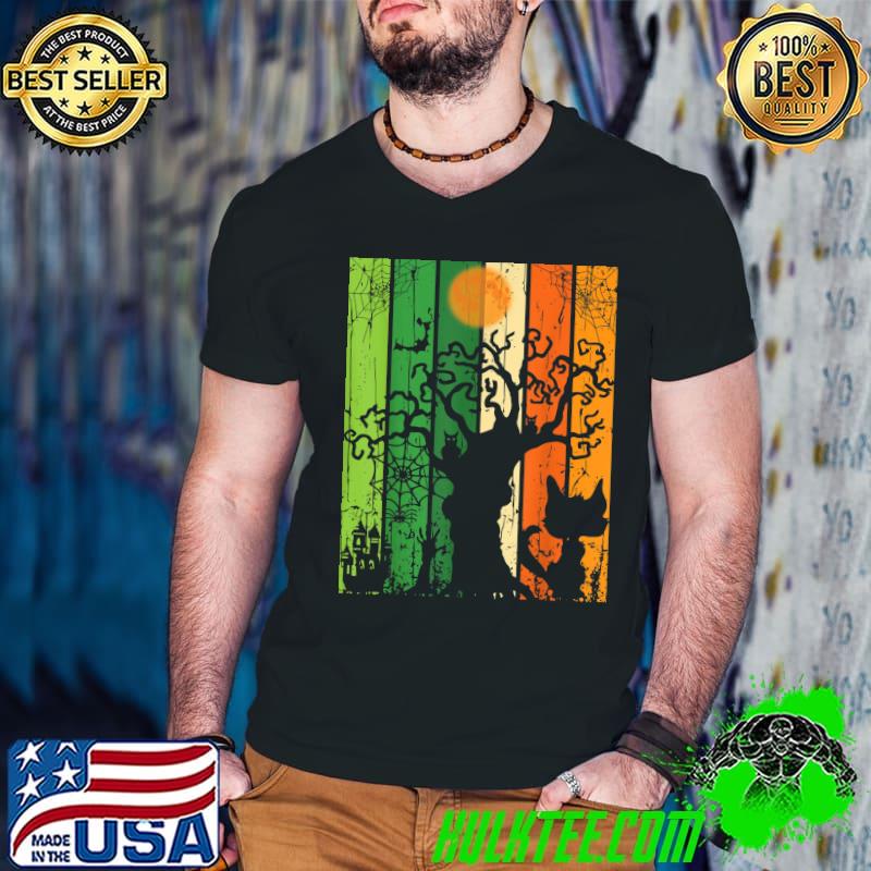 Halloween Spooky Cat Spider Tree Vintage T-Shirt Halloween Spooky Cat Spider Tree Vintage T-Shirt