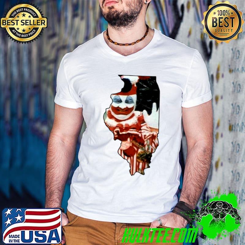 Illinois State with Pogo the Clown John Wayne Gacy T-Shirt Illinois State with Pogo the Clown John Wayne Gacy T-Shirt