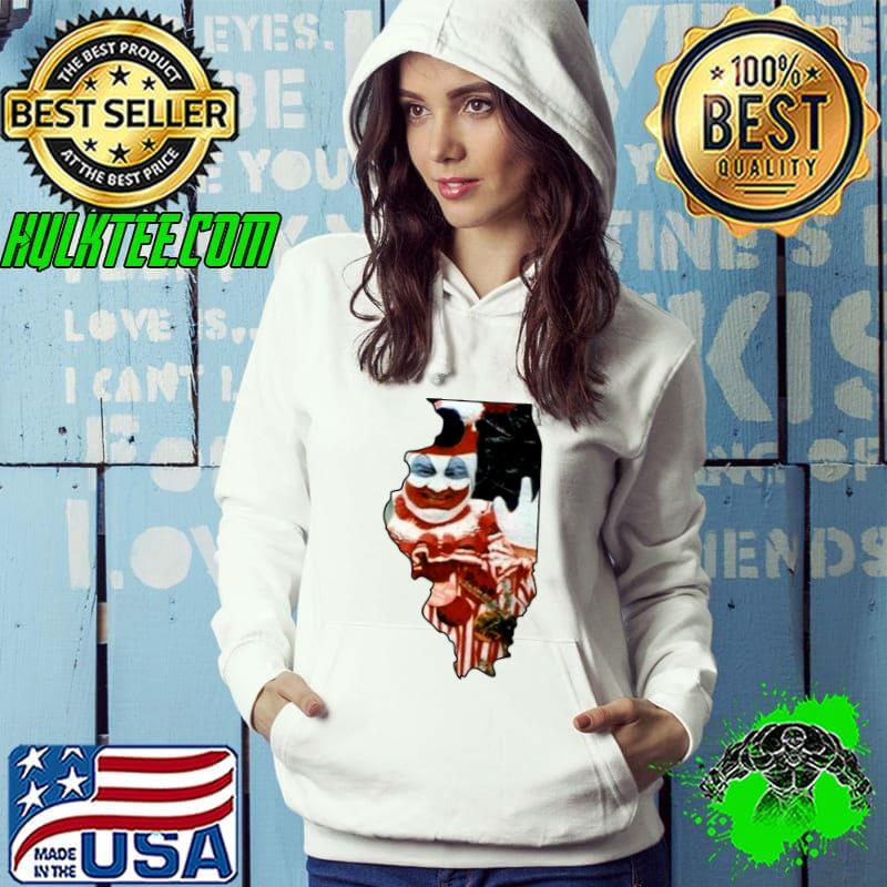 Illinois State with Pogo the Clown John Wayne Gacy T-Shirt Hoodie Illinois State with Pogo the Clown John Wayne Gacy T-Shirt Hoodie