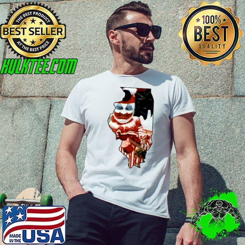 Illinois State with Pogo the Clown John Wayne Gacy T-Shirt Unisex Illinois State with Pogo the Clown John Wayne Gacy T-Shirt Unisex