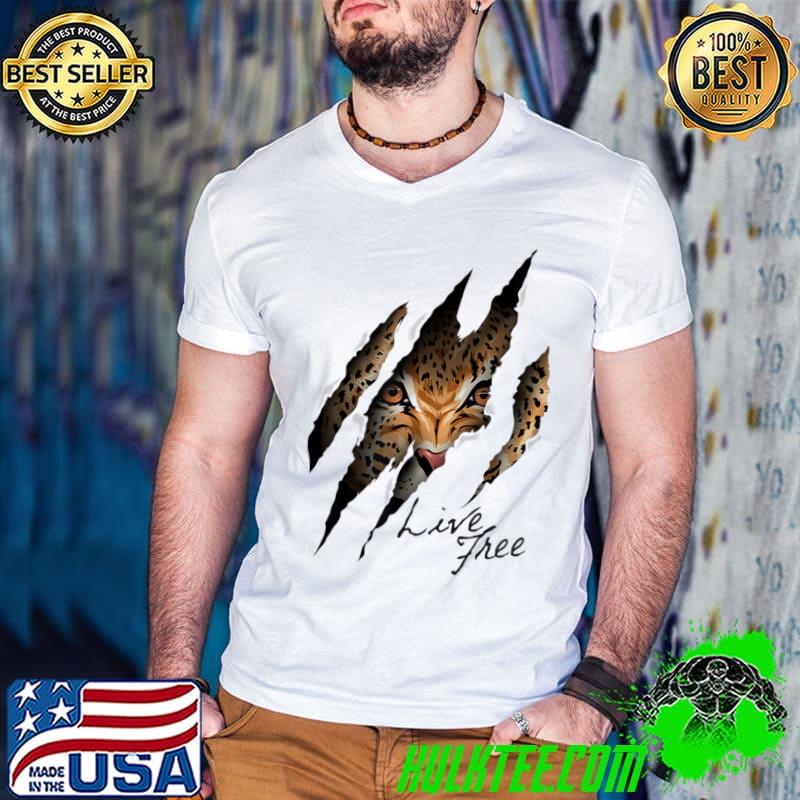 Live Free Scratch Tracks, Lion Leopard Cheetah Predatory Cat T-Shirt