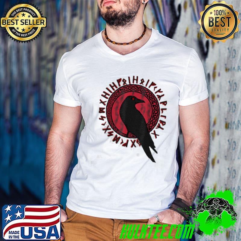 Odin ravens huginn and muninn vegvisir vikings myth colored design unsex shirt