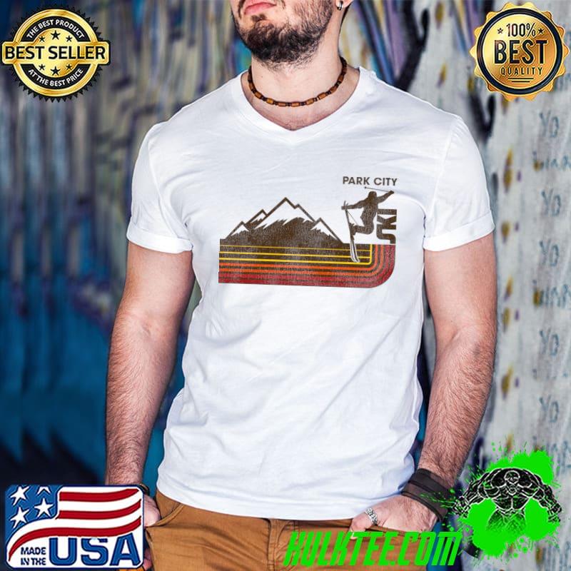 Retro Park City 70s 80s Style Skiing Stripe T-Shirt