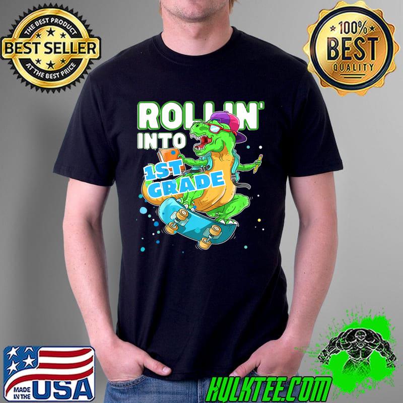 Rolin Into 1st Grade Dinosaur Back To School T-Shirt