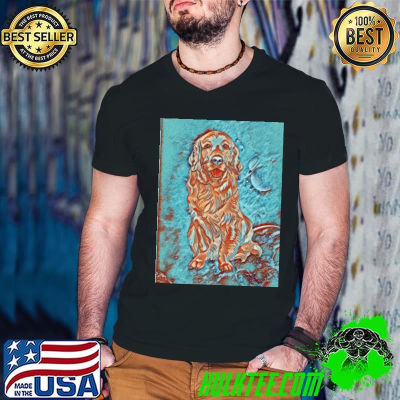 The Golden Retriever in Light Blue Outer Space T-Shirt