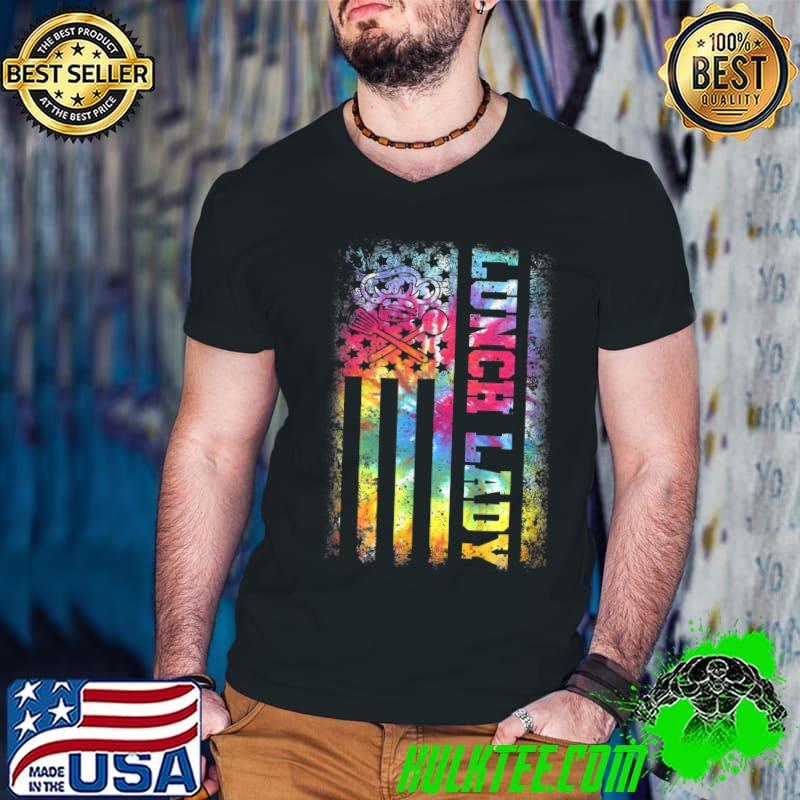 Tie Dye US Flag Lunch Lady Back To School 2022 T-Shirt Guys V Neck Tie Dye US Flag Lunch Lady Back To School 2022 T-Shirt Guys V Neck