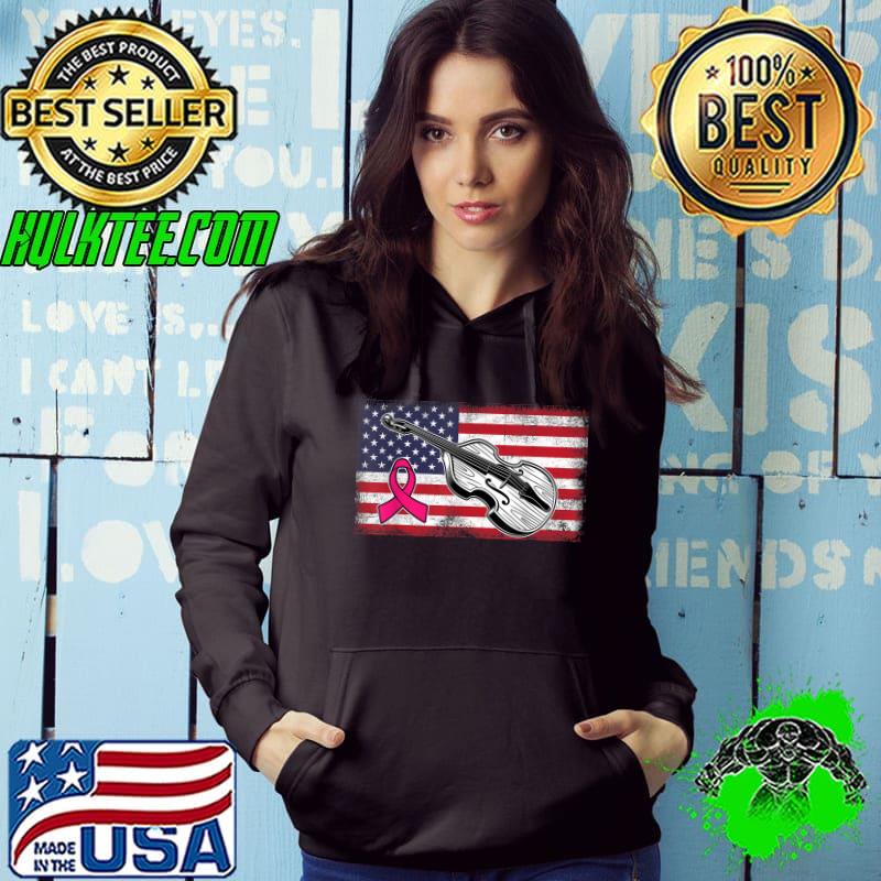 Violin American Flag Breast Cancer Awareness Cool Musician T-Shirt Hoodie Violin American Flag Breast Cancer Awareness Cool Musician T-Shirt Hoodie