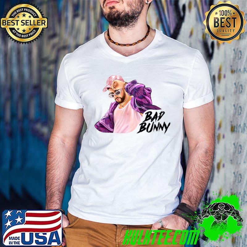 Bad Bunny in Pink Hat Un Verano Sin Ti Illustration T-shirt