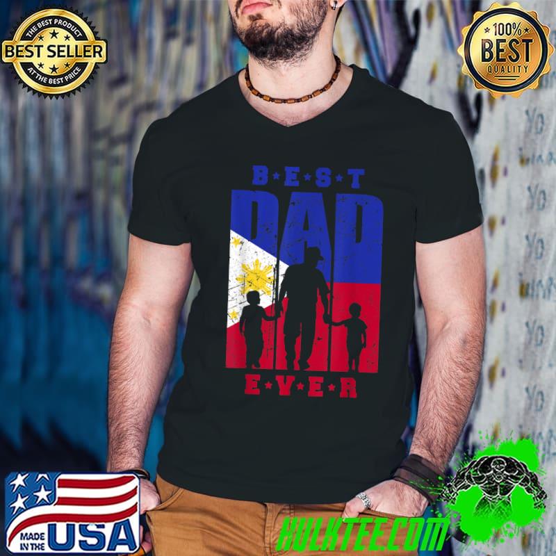 Best Dad Ever Filipino Dad With Two Sons Retro Philippines Daddy T-Shirt