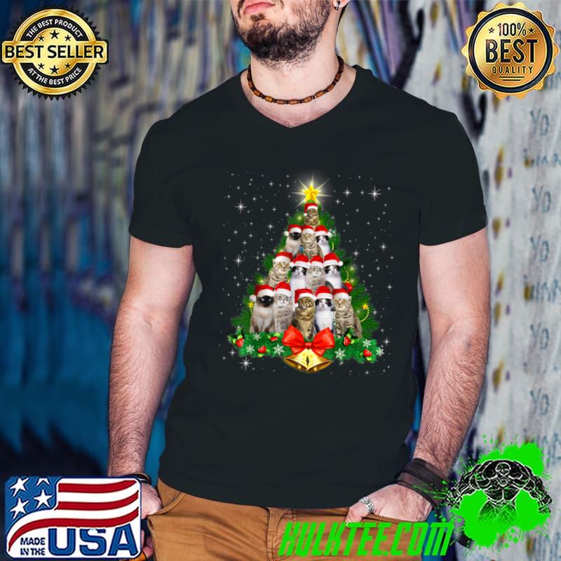 Cats Christmas Tree Ornament Decor Tee For Cat Lover T-Shirt