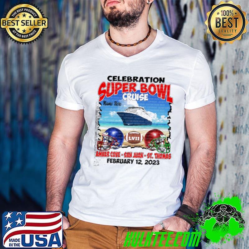 Celebration Super Bowl Cruise with Helmets on Beach Shirt