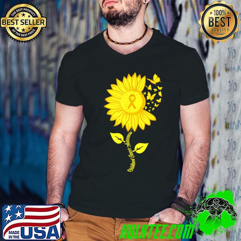 Childhood Cancer Awareness Sunflower Butterflies September Cancer T-Shirt
