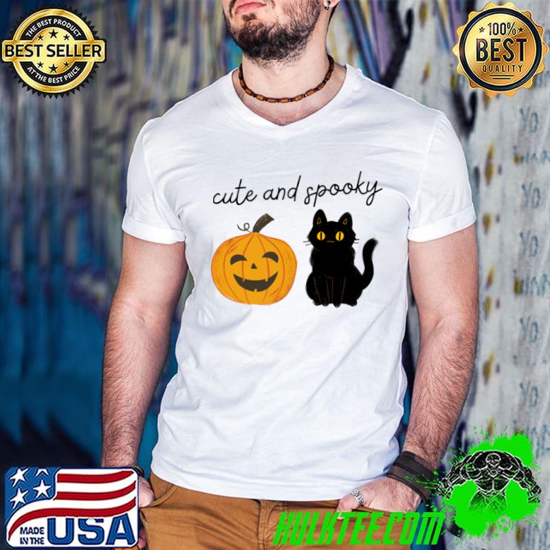 Cute And Spooky Black Cat Pumpkin Season Halloween T-Shirt