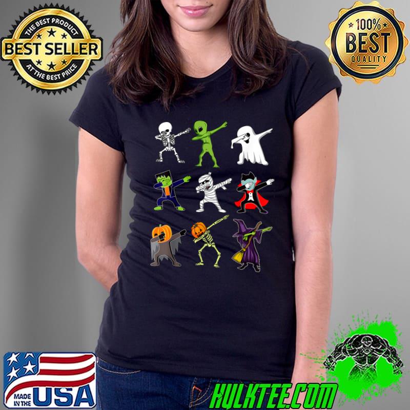 Dabbing Alien Skeleton Ghost Zombie Pumpkin Halloween Costume T-Shirt Ladies Tee Dabbing Alien Skeleton Ghost Zombie Pumpkin Halloween Costume T-Shirt Ladies Tee
