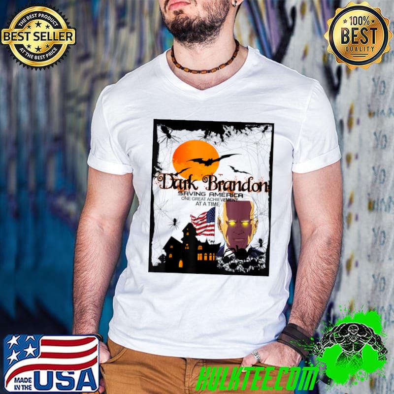 Dark Brandon Saving America One Great Achievement Usa Flag Moon Red Halloween T-Shirt