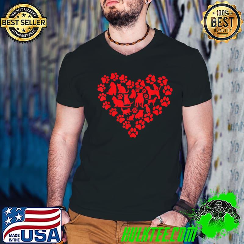 Dog Owner Cat Owner Cute Lover Dog And Cat Heart T-Shirt
