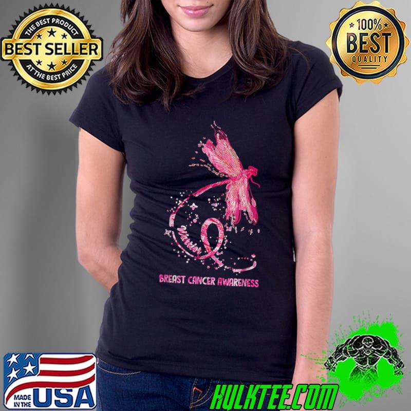 Dragonfly Pink Ribbon Breast Cancer Awareness Warrior T-Shirt Ladies Tee Dragonfly Pink Ribbon Breast Cancer Awareness Warrior T-Shirt Ladies Tee