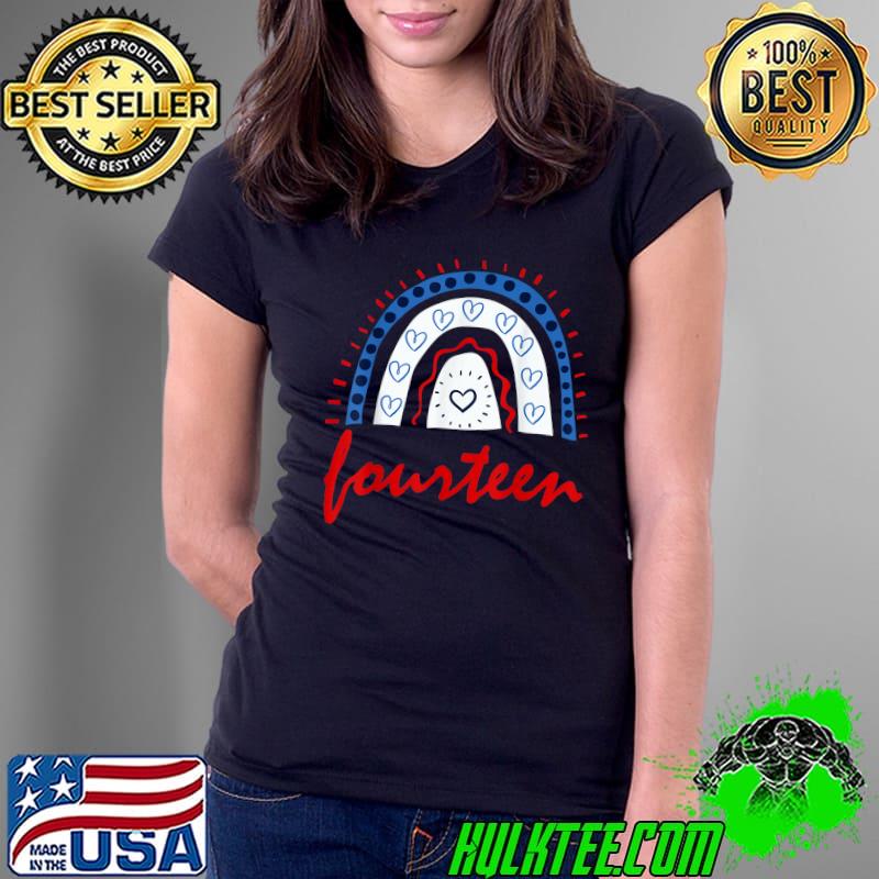 Fourteen Year Old Rainbow 14th Birthday T-Shirt Ladies Tee Fourteen Year Old Rainbow 14th Birthday T-Shirt Ladies Tee