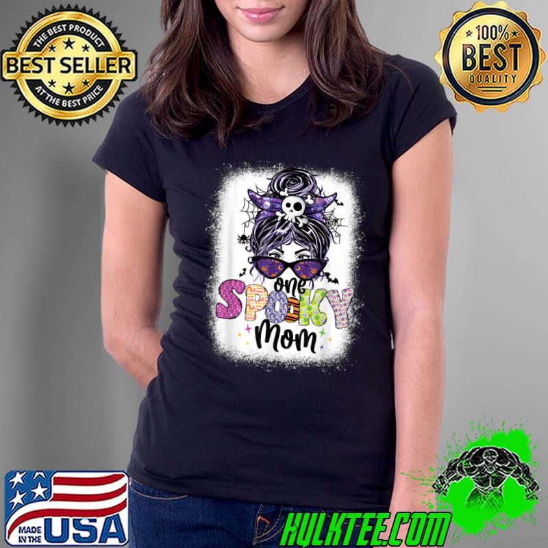 Groovy One Spooky Mom Messy Bun Witch Mom Halloween 2022 T-Shirt Ladies Tee Groovy One Spooky Mom Messy Bun Witch Mom Halloween 2022 T-Shirt Ladies Tee