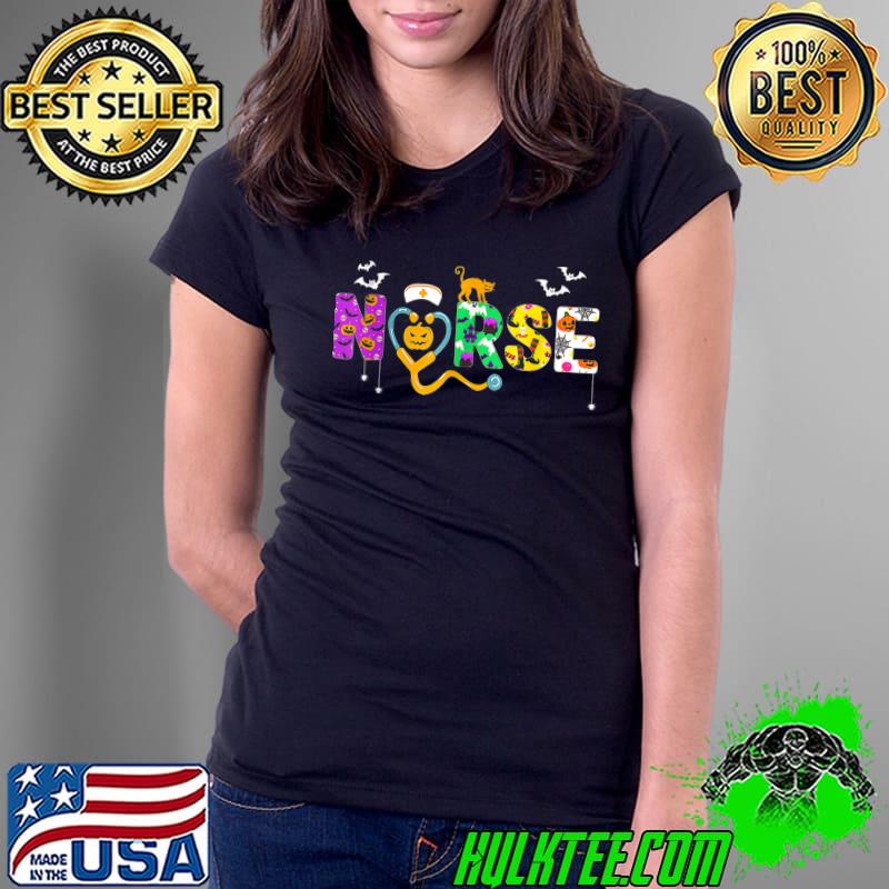Halloween Nurse Nursing Cute Health Worker Halloween Pattern T-Shirt Ladies Tee Halloween Nurse Nursing Cute Health Worker Halloween Pattern T-Shirt Ladies Tee