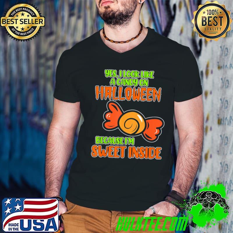 I look like candy halloween pumpkin ghost skeleton graphic classic shirt