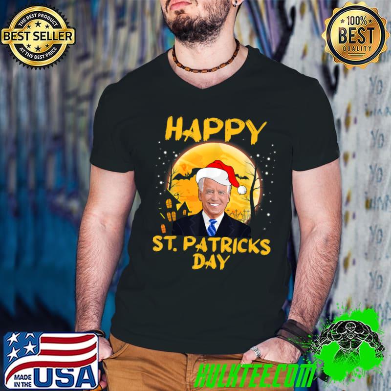 Joe Biden With Hat Santa Xmas Confused Moon Halloween St Patrick Anti Biden T-Shirt