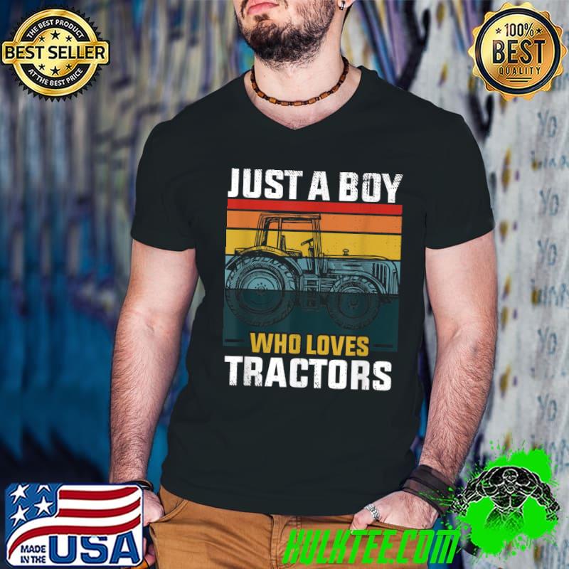 Just A Boy Who Loves Tractors Farm Vintage T-Shirt