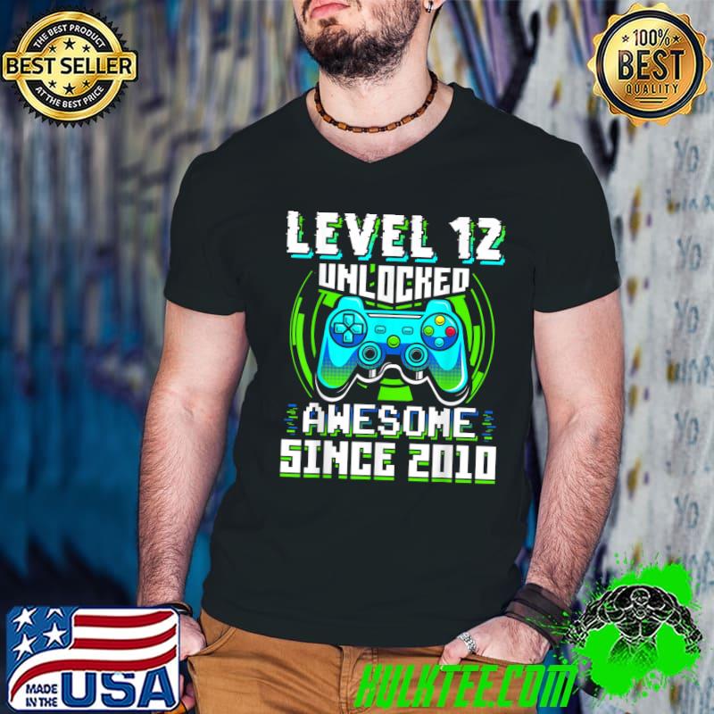 Level 12 Unlocked Awesome Since 2010 Gamer 12th Birthday Controller T-Shirt