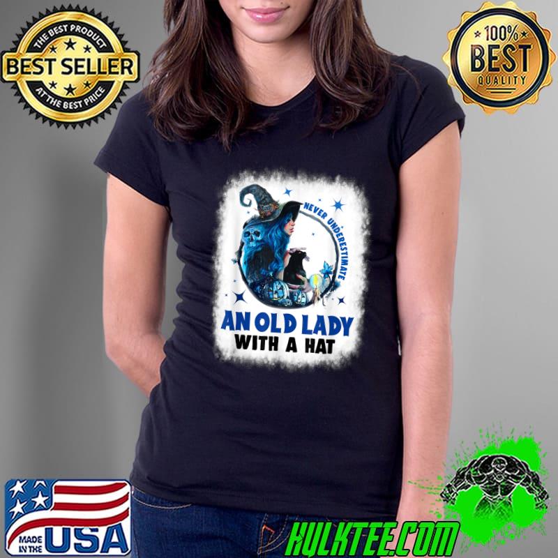 Never Underestimate An Old Lady With A Hat Witch Black Cat Pumpkins Happy Halloween 2022 Costume T-Shirt Ladies Tee Never Underestimate An Old Lady With A Hat Witch Black Cat Pumpkins Happy Halloween 2022 Costume T-Shirt Ladies Tee