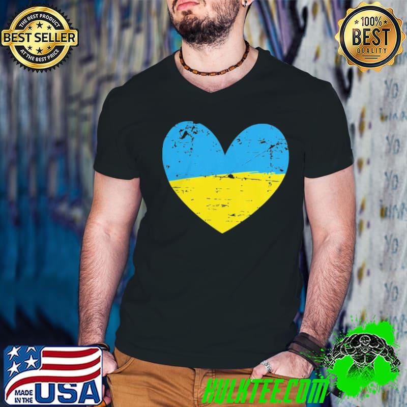 Peace love Ukraine heart flag retro classic shirt