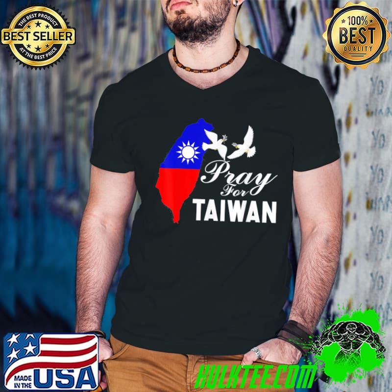 Pray for taiwan support taiwanese flag heart shirt