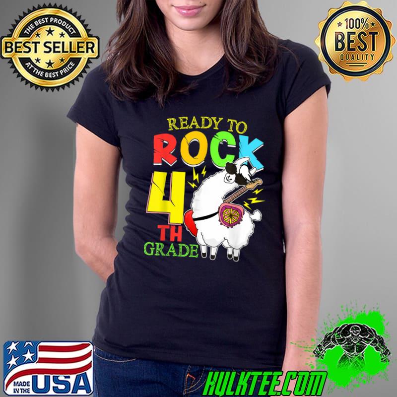 Ready To Rock Fourth Grade 4th First Day Of School Llama T-Shirt Ladies Tee Ready To Rock Fourth Grade 4th First Day Of School Llama T-Shirt Ladies Tee