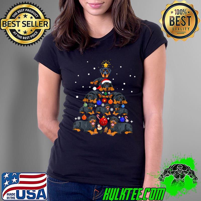 Rottweiler Dog Christmas Tree T-Shirt Ladies Tee Rottweiler Dog Christmas Tree T-Shirt Ladies Tee