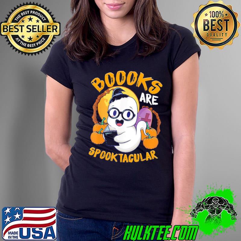 Teacher halloween boooks ghost funny book library reading s Ladies Tee Teacher halloween boooks ghost funny book library reading s Ladies Tee
