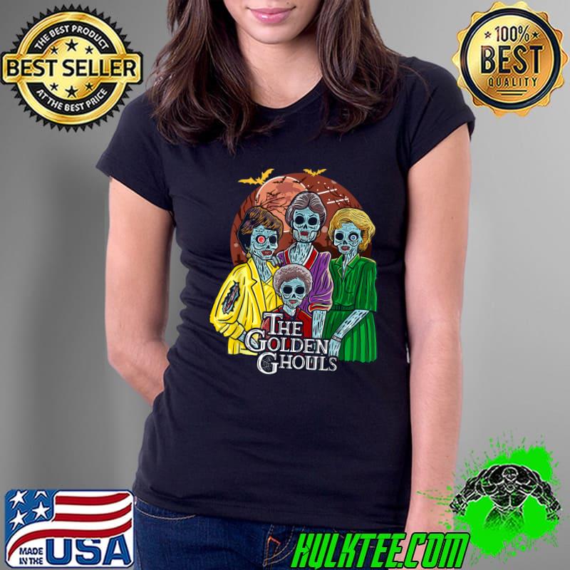 The Golden Ghouls Blood Moon Bats Halloween T-Shirt Ladies Tee The Golden Ghouls Blood Moon Bats Halloween T-Shirt Ladies Tee