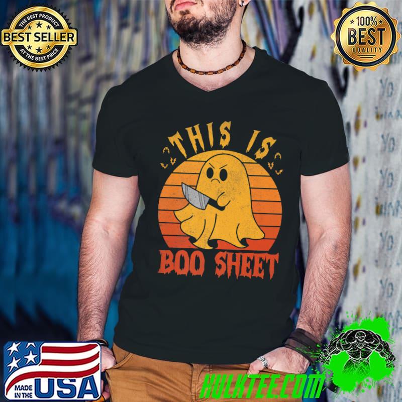 This Is Boo Sheet Ghost Knife Vintage Sunset Halloween T-Shirt