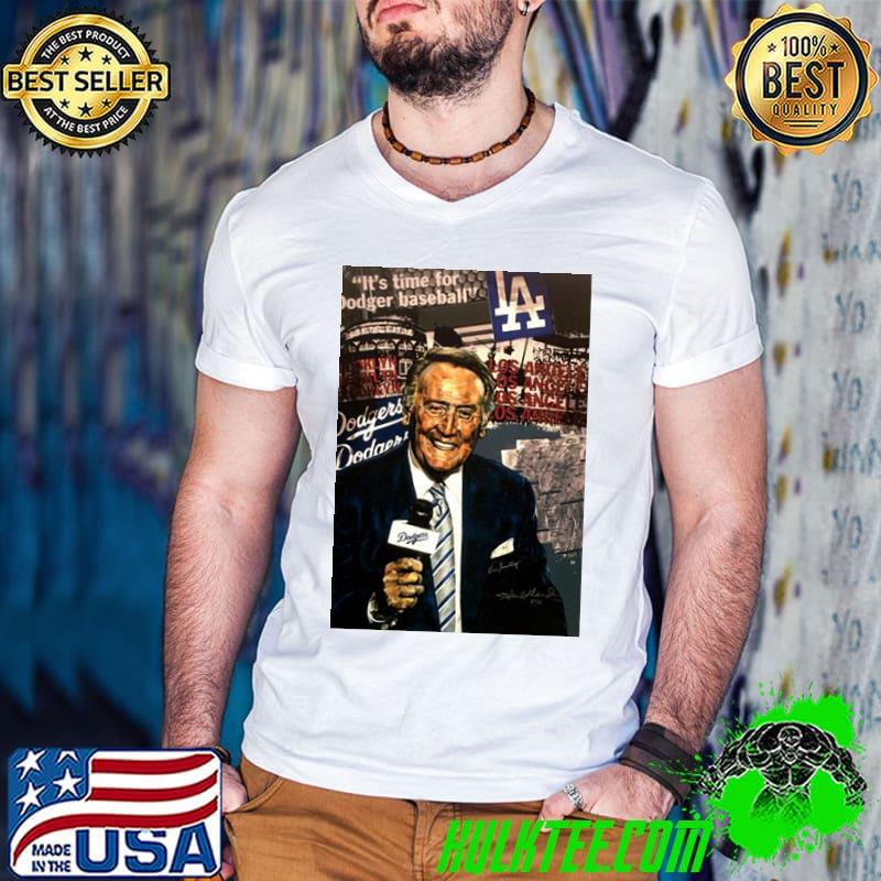 Vin scully it's time for Dodgers baseball lovers gifts classic shirt