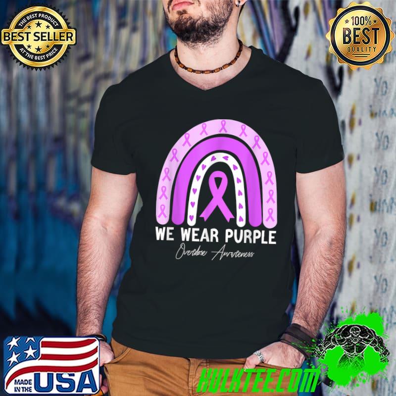 We Wear Purple Overdose Awareness Month Ribbon Hearts T-Shirt