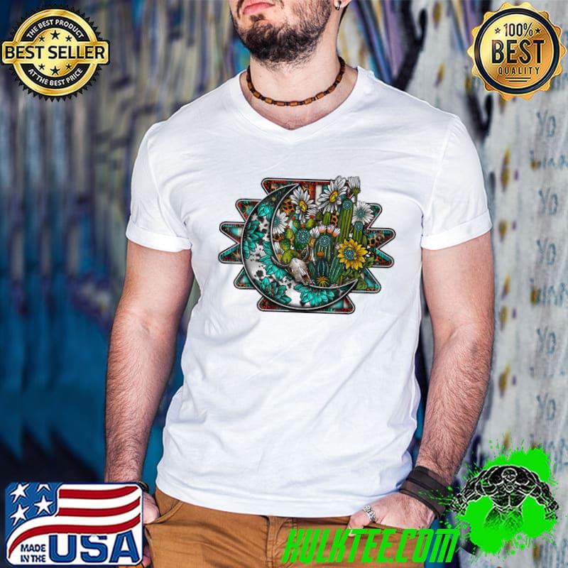Western country boho cactus sunflower aztec moon classic shirt