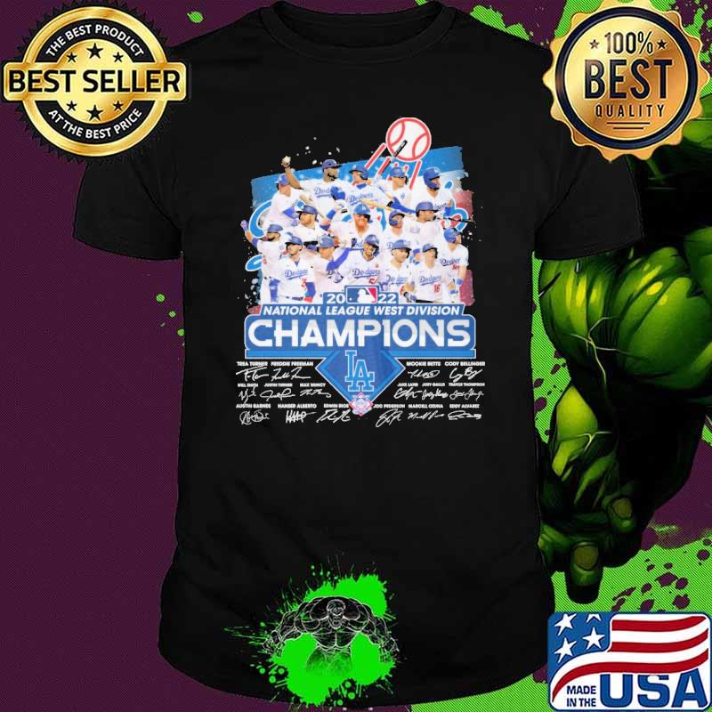 2022 national league west division dodgers signatures shirt