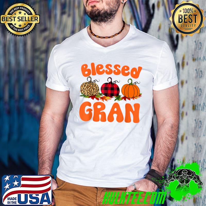 Blessed gran Pumpkin Leopard Thankful Grateful Women Girl T-Shirt