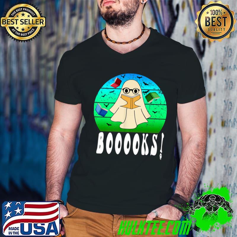 Booooks Ghost Boo Read Books Library Book Lover Vintage T-Shirt